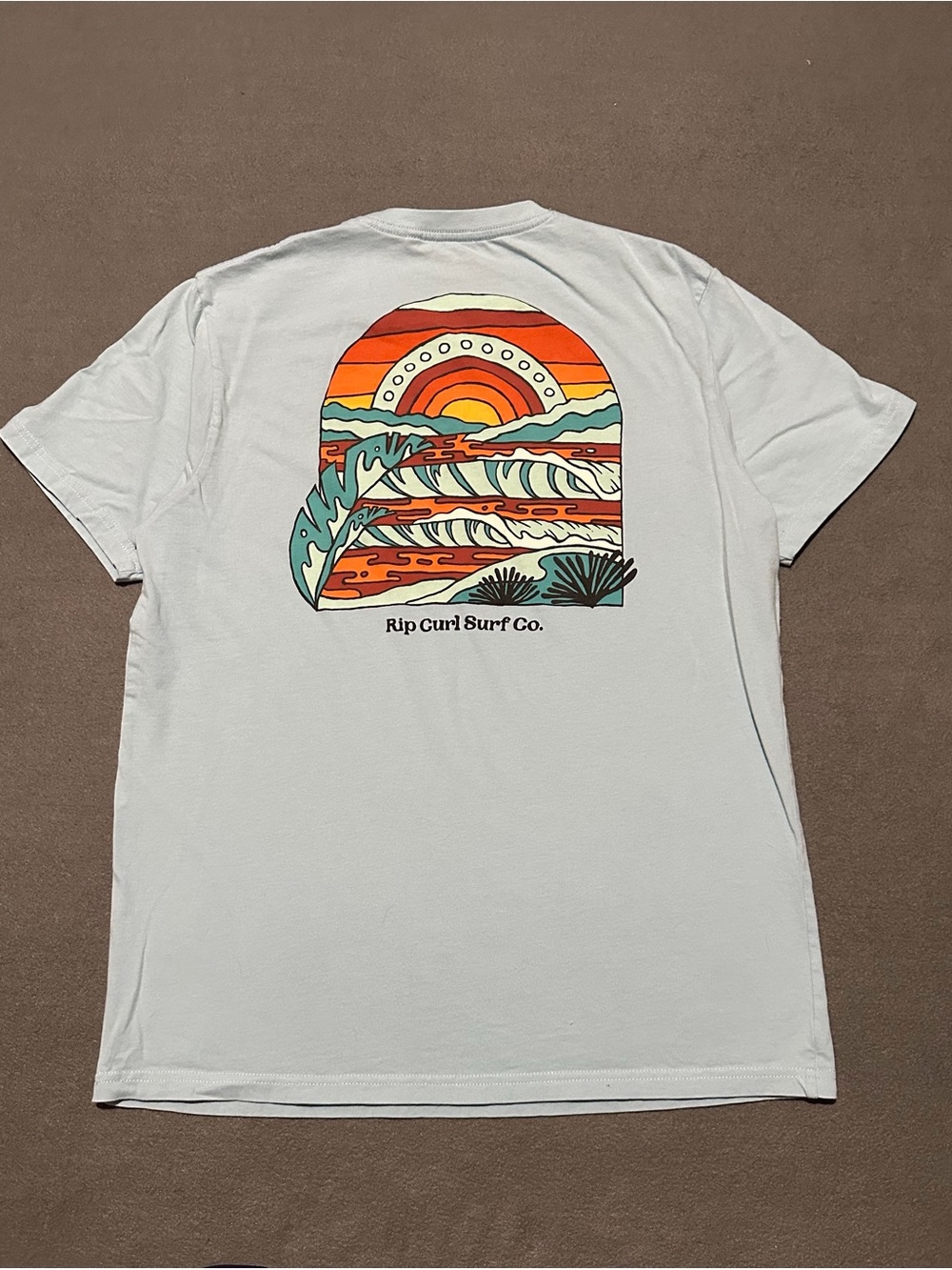 Rip Curl Men's Graphic Surf T-Shirt - Sunset Wave Print - light blue